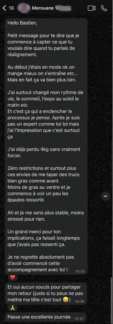 Message WhatsApp de Mérouane
